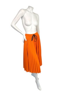 Fendi Roma Orange Pleated Cotton Blend Midi Skirt, IT 40