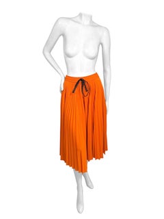 Fendi Roma Orange Pleated Cotton Blend Midi Skirt, IT 40