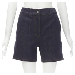 FENDI ROMA palm tree embroidered pocket dark blue denim shorts S