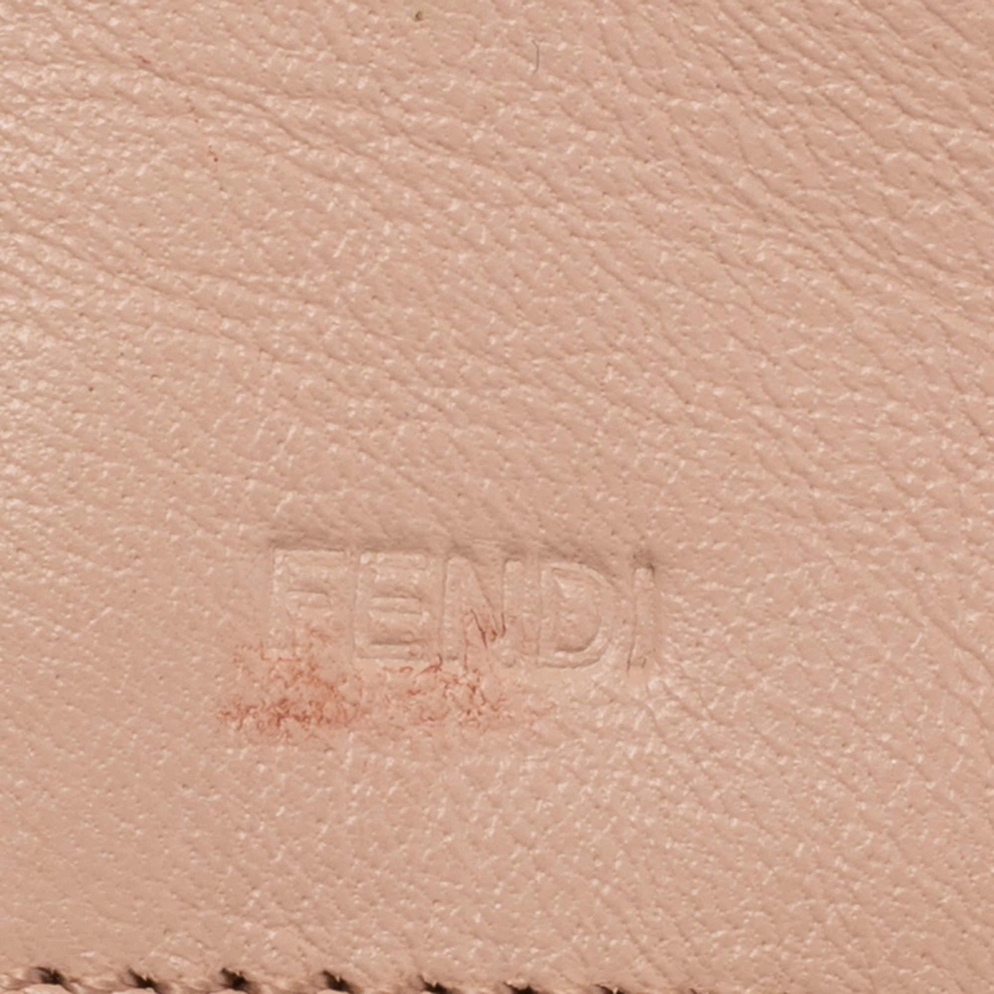 Women's Fendi Rose Gold Patent Leather Fendilicious Wallet On Chain