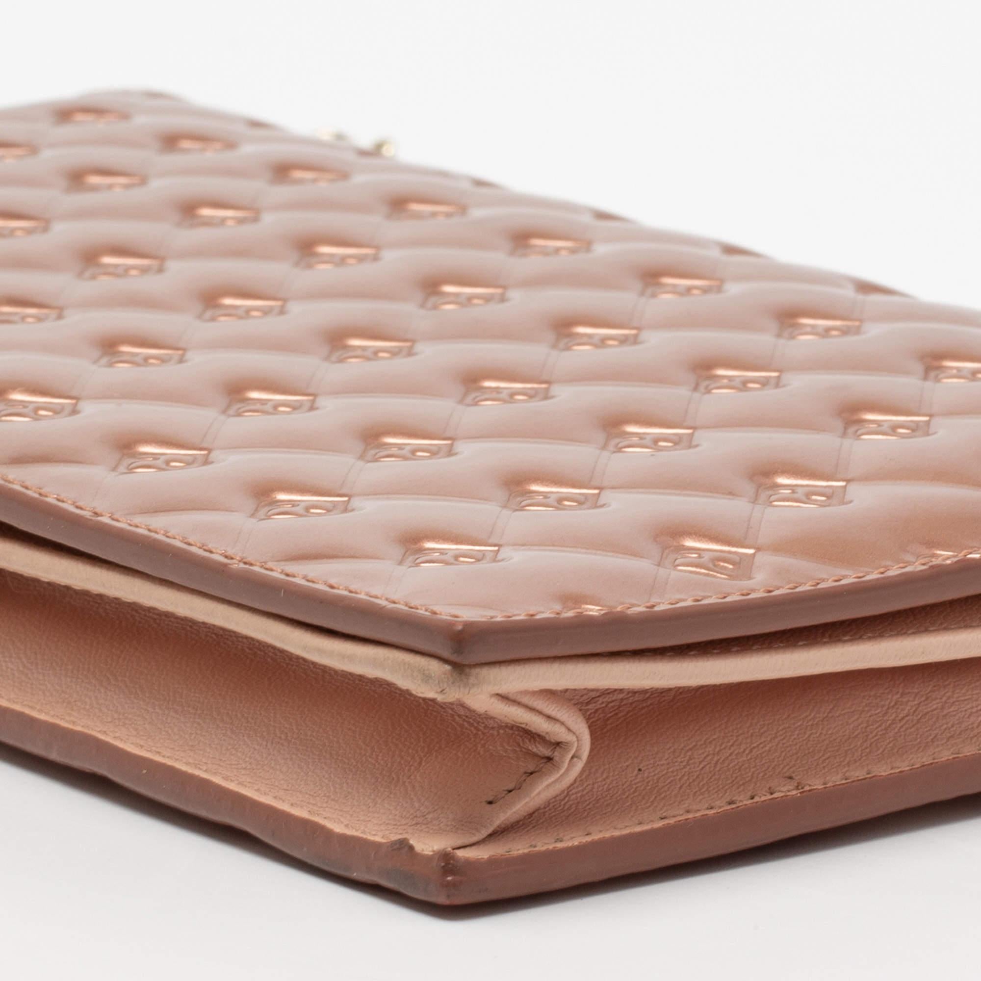 Fendi Rose Gold Patent Leather Fendilicious Wallet On Chain 3