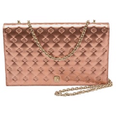 Fendi Rose Gold Patent Leather Fendilicious Wallet On Chain