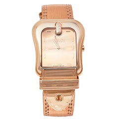 Fendi Montre-bracelet pour femme en acier inoxydable plaqué or rose et cuir 33 mm