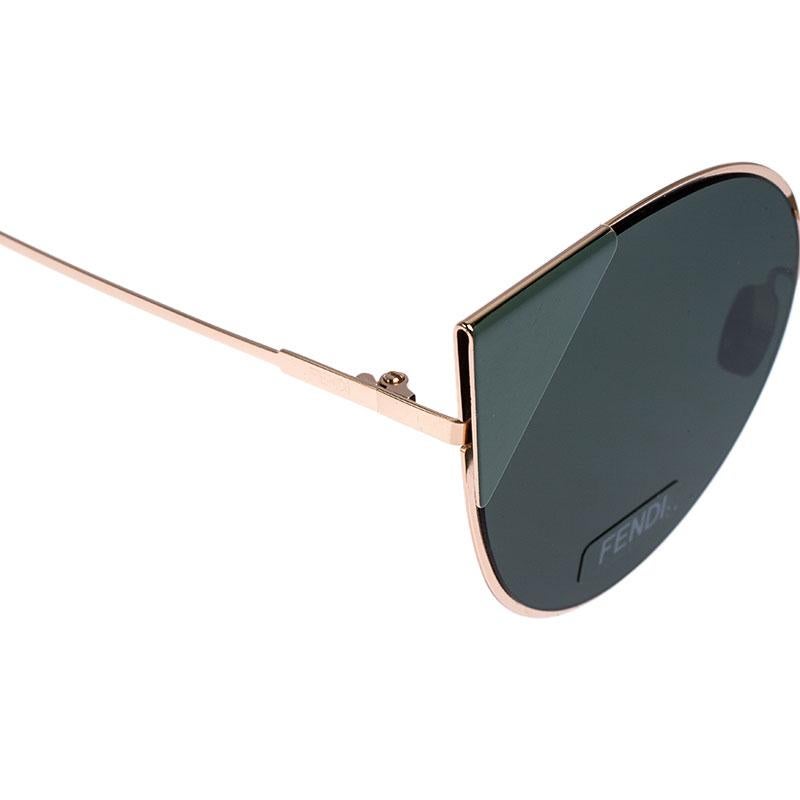 Fendi Rose Gold Tone/ Green FF0190/S Iridia Cateye Sunglasses In Excellent Condition In Dubai, Al Qouz 2