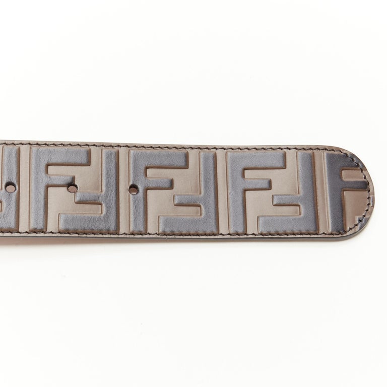 FENDI Round F gold buckle embossed brown Zucca FF monogram  display picture 2
