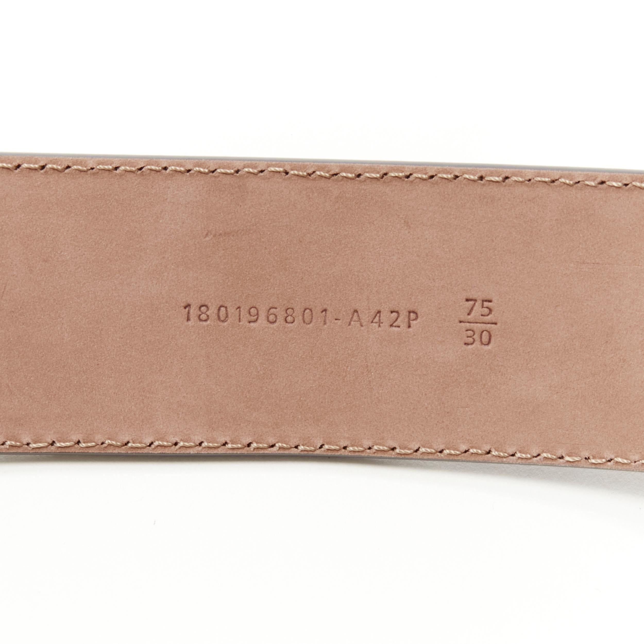 Women's FENDI Round F gold buckle embossed brown Zucca FF monogram leather belt 75cm 30