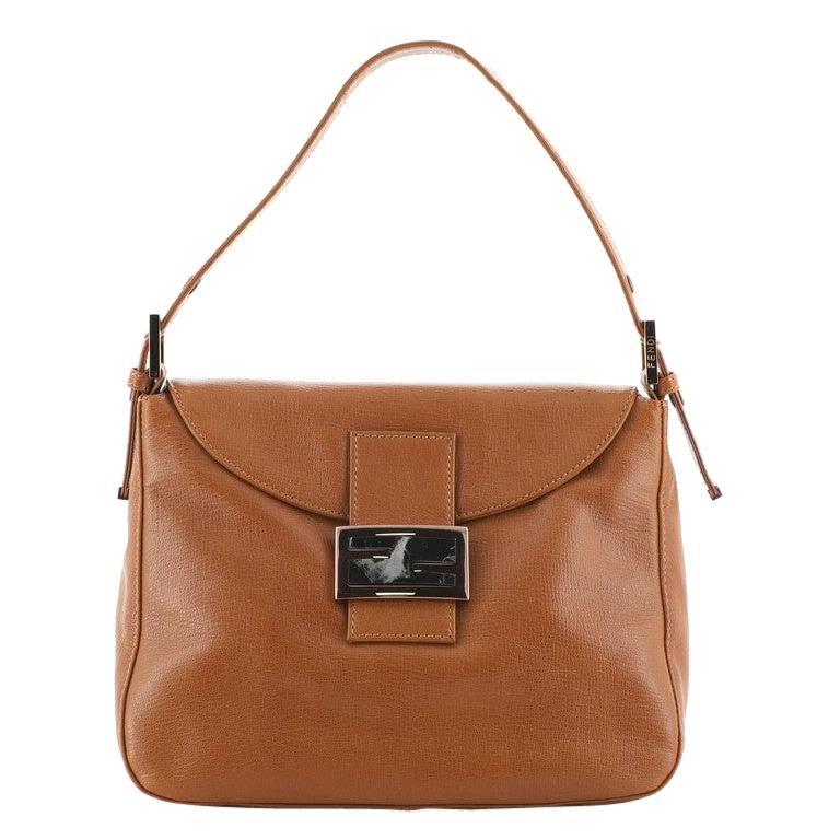 Fendi Round Flap Baguette Leather North South