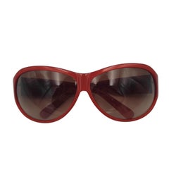 Fendi rounded red grey logo sunglasses