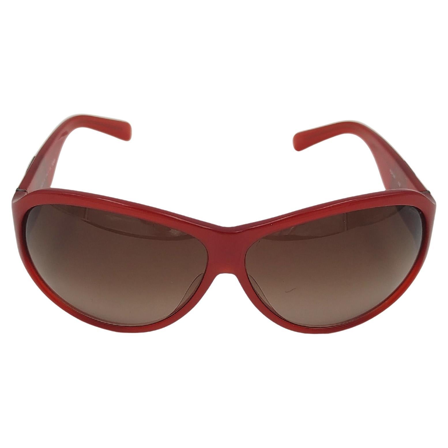 Fendi rounded red grey logo sunglasses For Sale