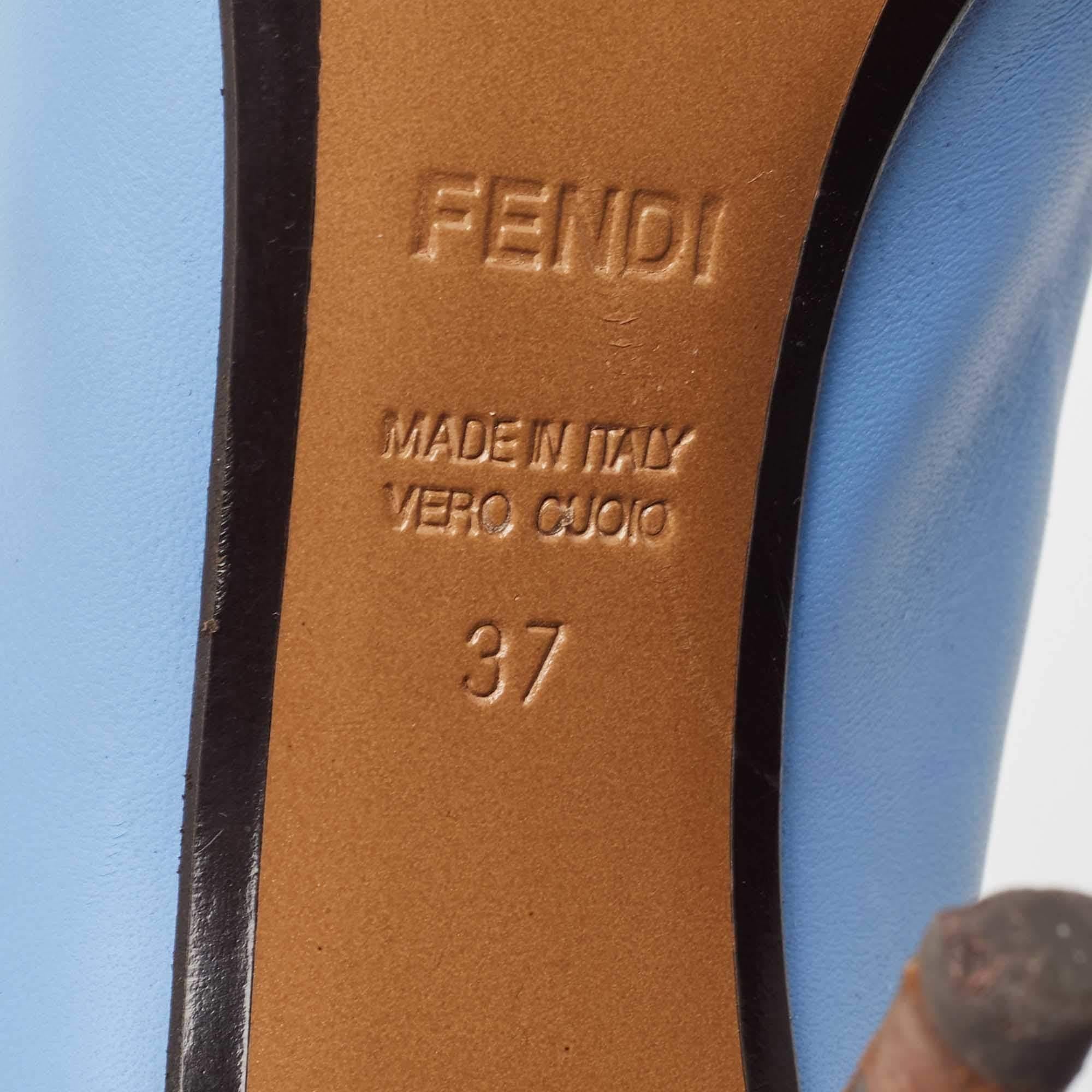 Fendi Royal Blue Leather Pointed Toe Pumps Size 37 3