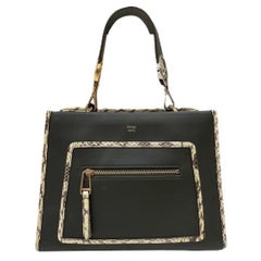 Fendi Runaway Dark Green Leather Top Handle Bag