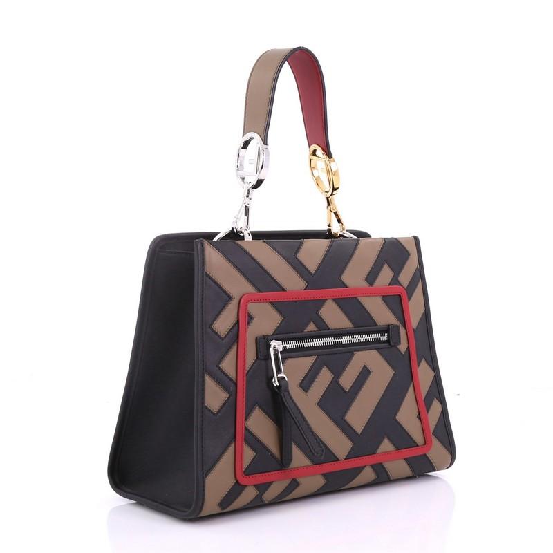 Black Fendi Runaway Handbag Inlaid Zucca Leather Small