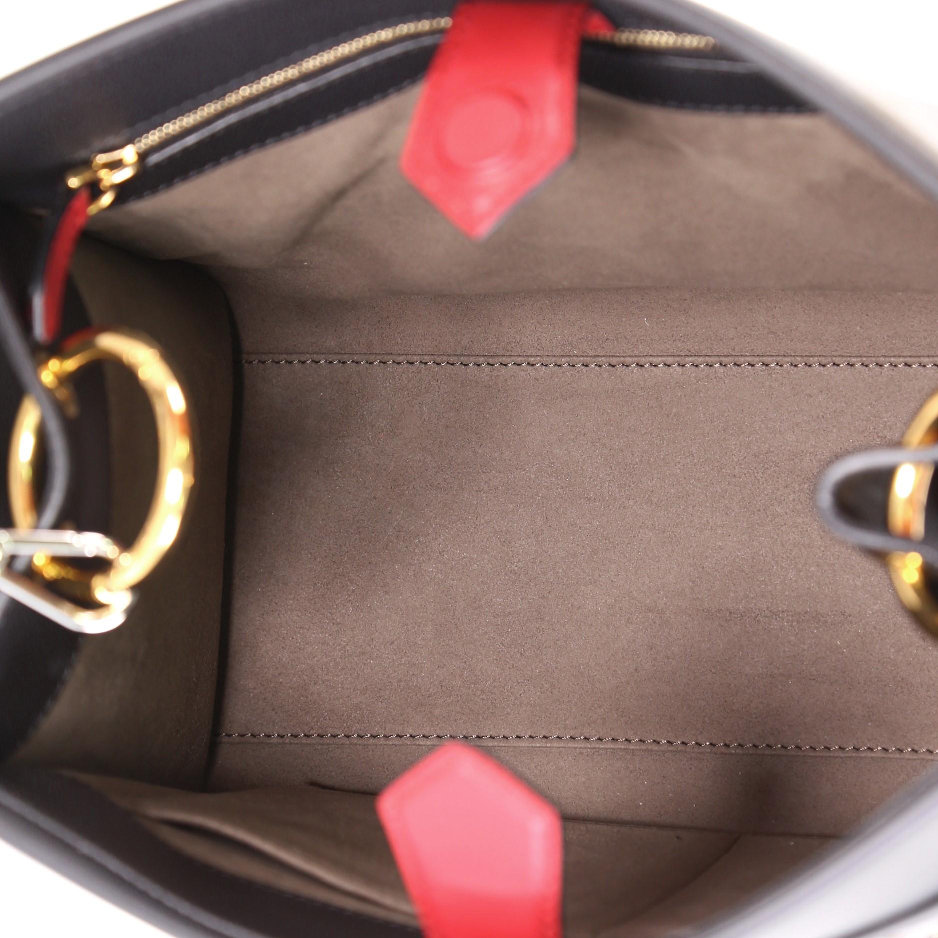 Black Fendi Runaway Handbag Leather and Logo Embossed Leather Small