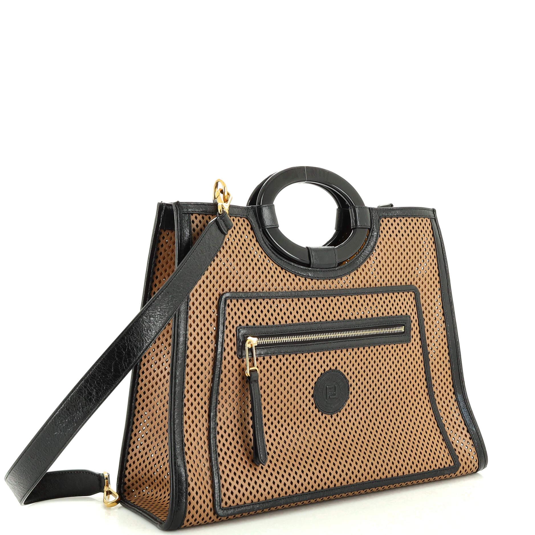 Fendi Runaway Shopper Tote Perforated Leather Large For Sale at