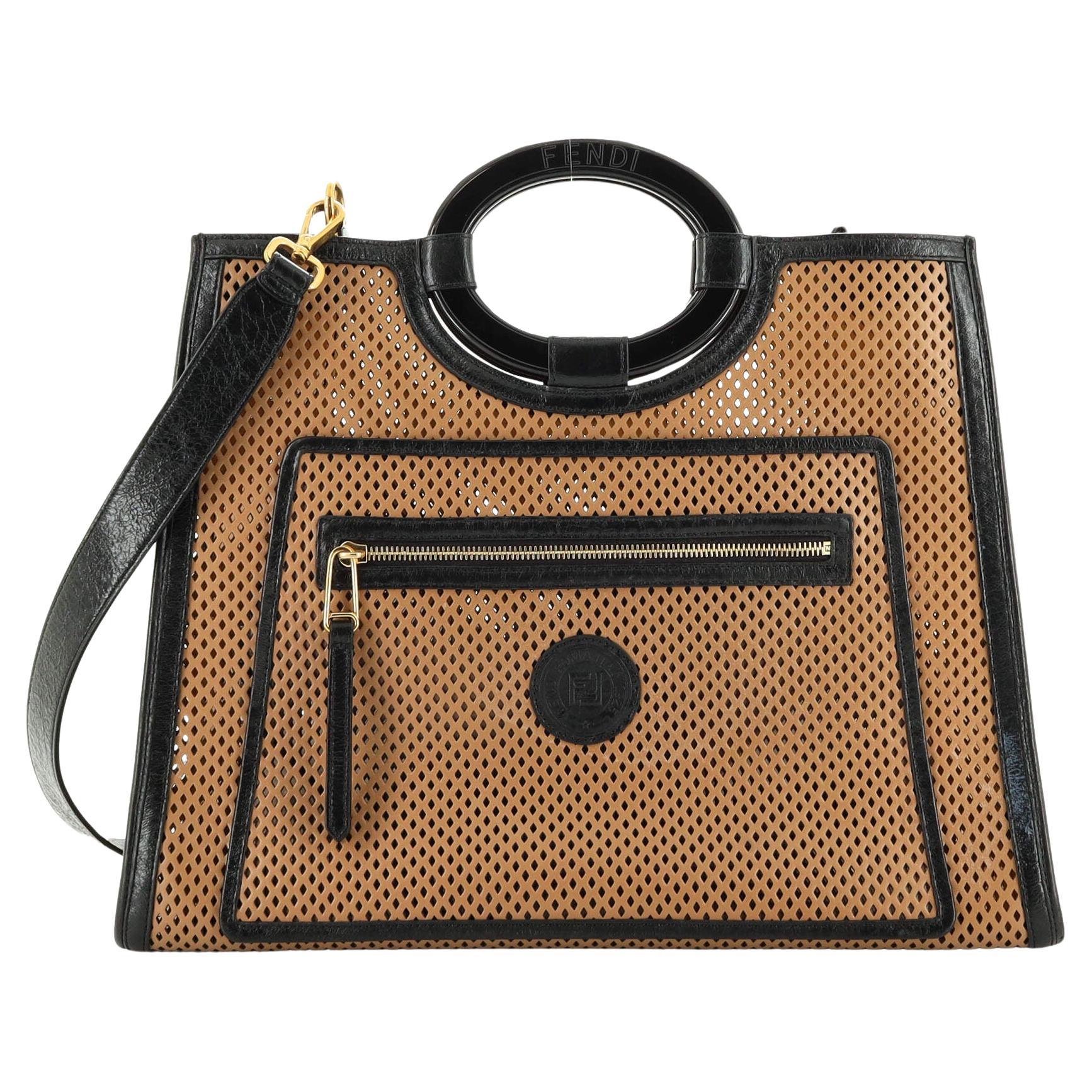 Fendi Runaway Shopper Tote Perforated Leather Large For Sale