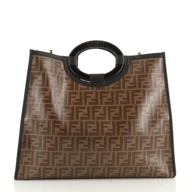 Fendi, Bags, Vintage Fendi Zucca Coated Canvas And Leather Shopping Tote