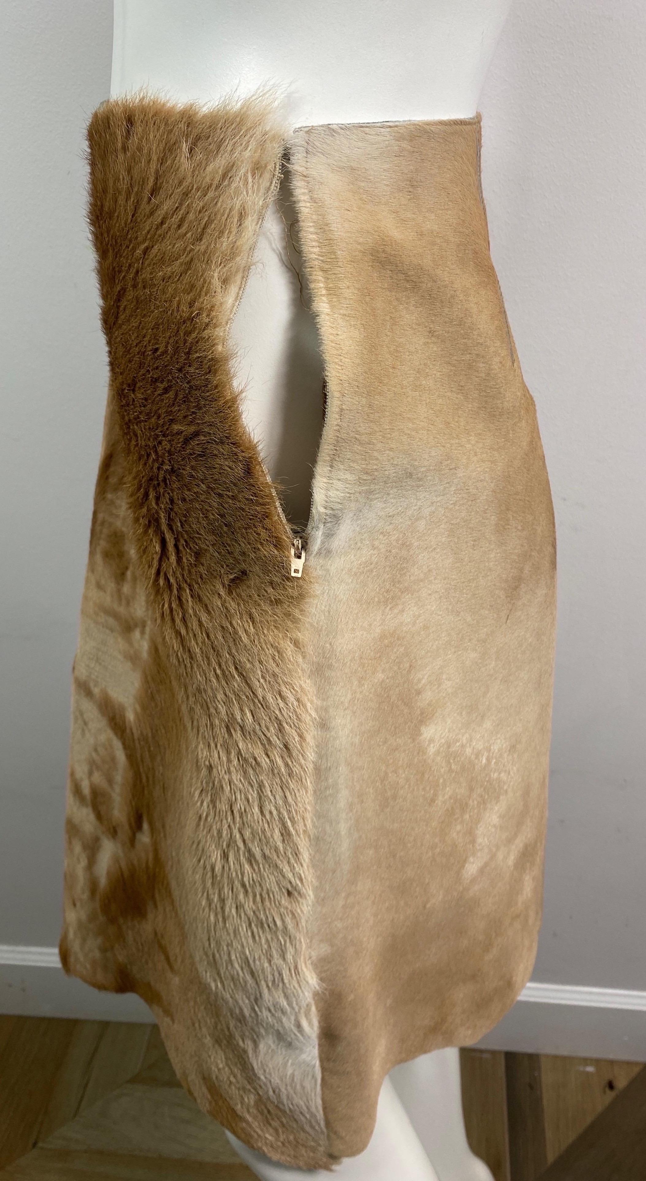Fendi Runway Fall 1999 Pony Hair Leather Skirt -Size 42 5