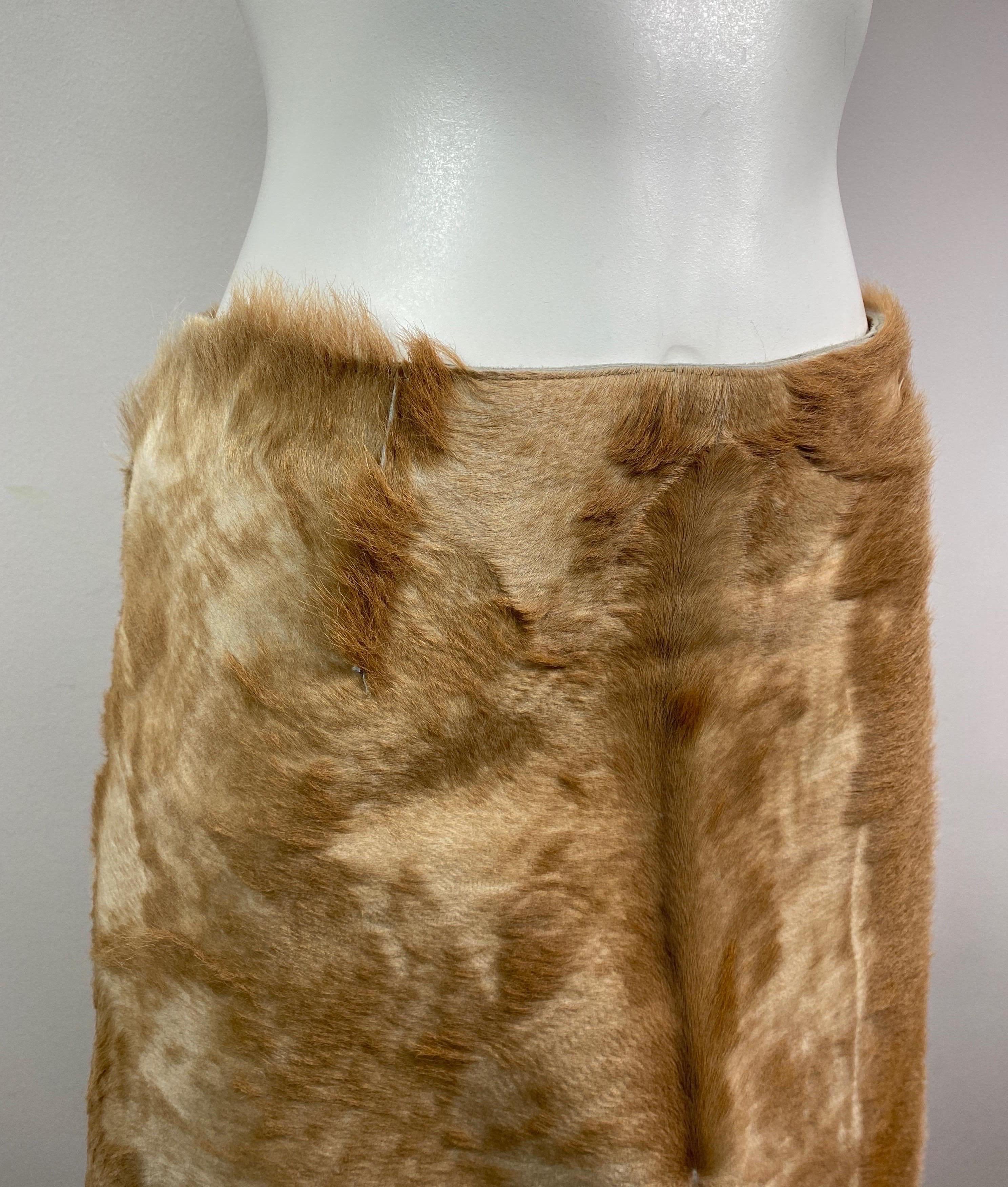Women's or Men's Fendi Runway Fall 1999 Pony Hair Leather Skirt -Size 42 For Sale