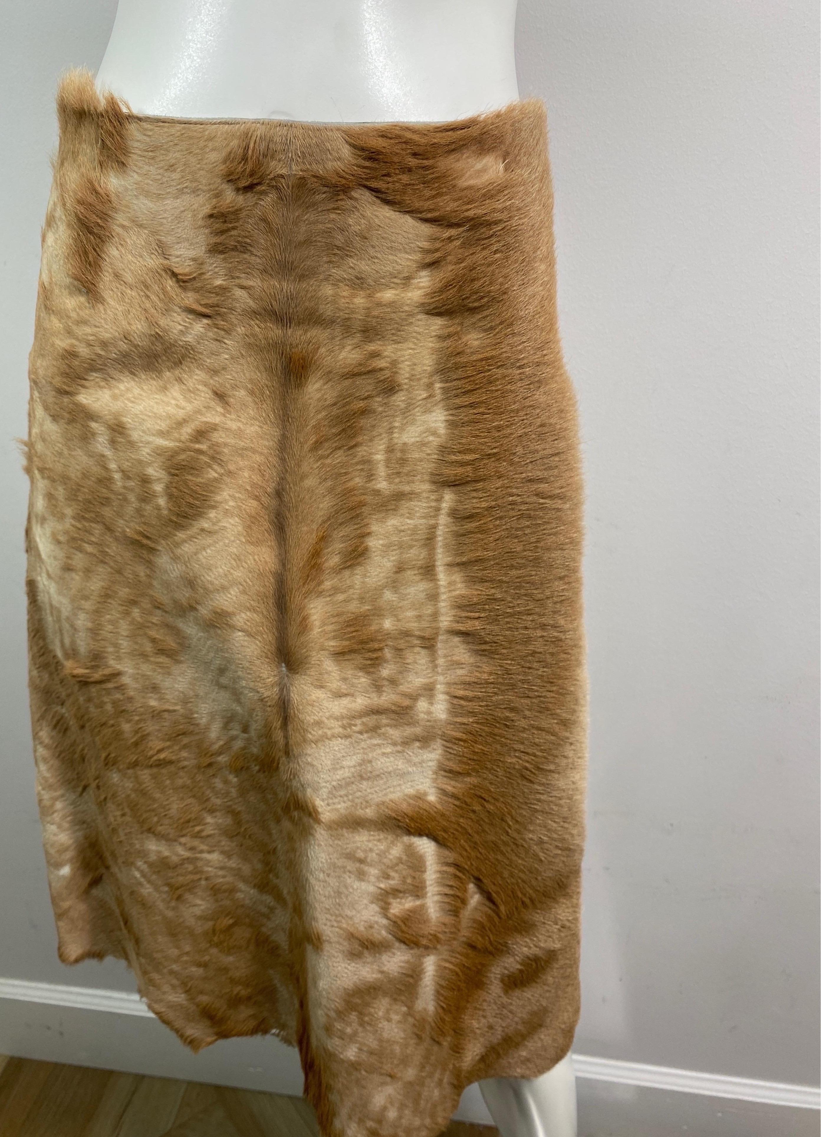 Fendi Runway Fall 1999 Pony Hair Leather Skirt -Size 42 For Sale 1