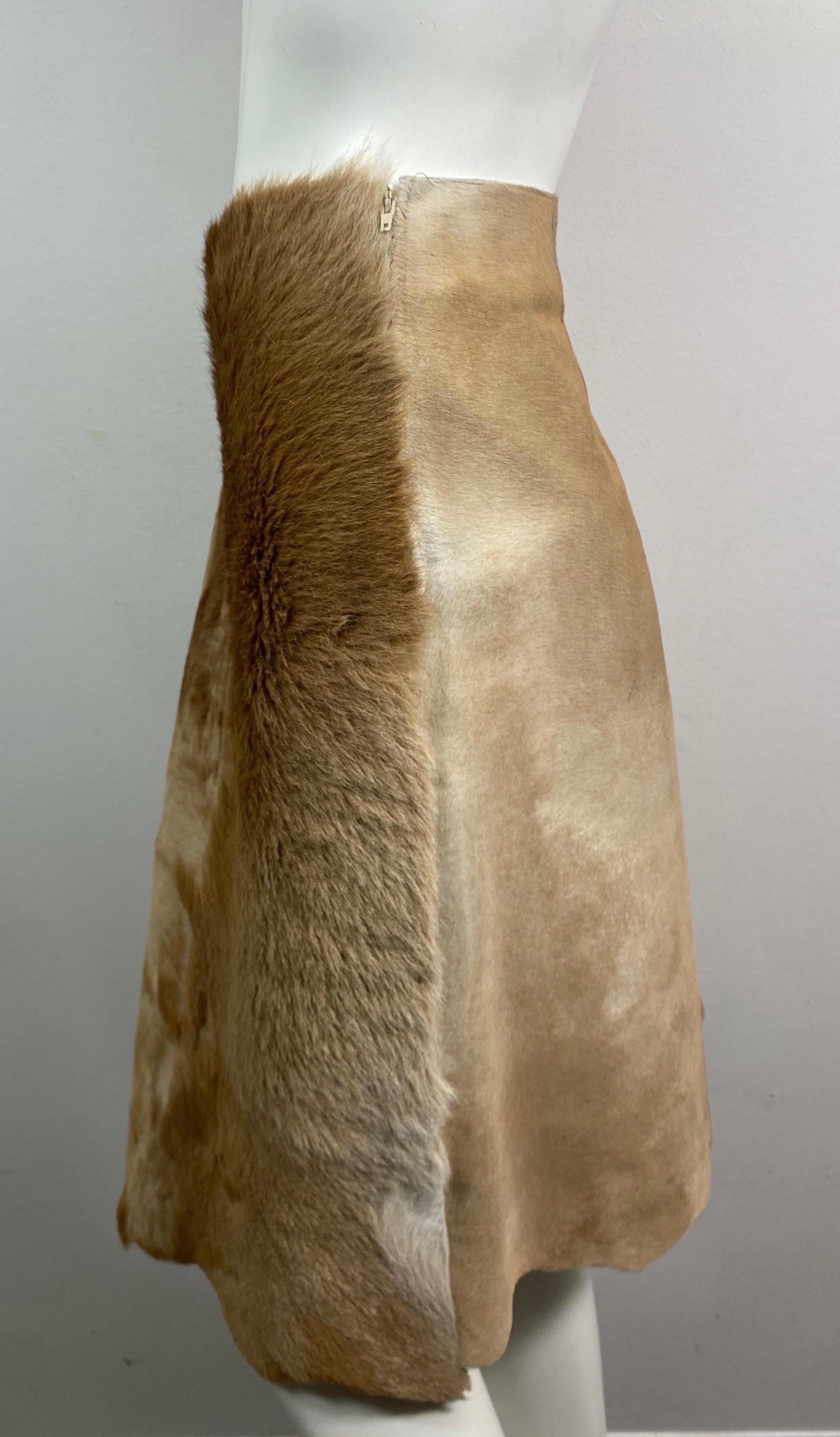 Fendi Runway Fall 1999 Pony Hair Leather Skirt -Size 42 For Sale 2