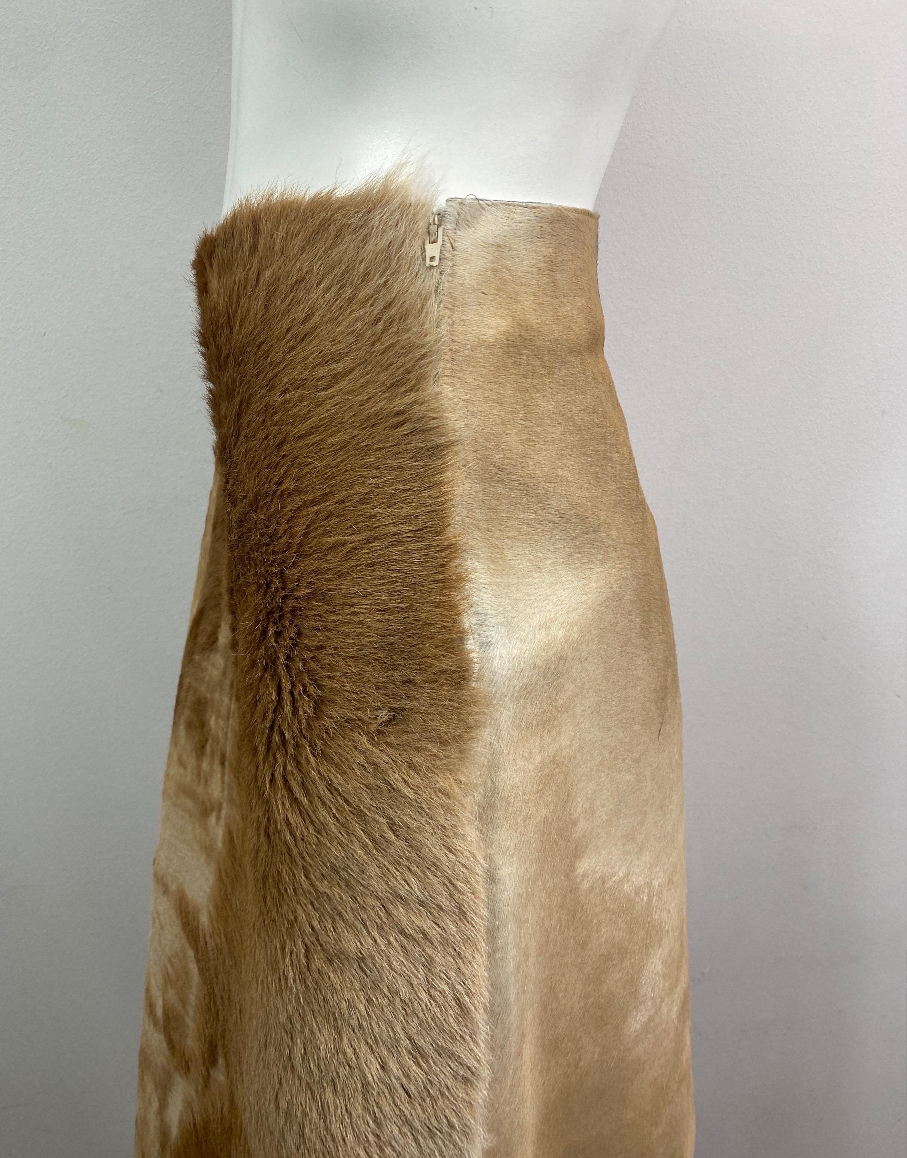 Fendi Runway Fall 1999 Pony Hair Leather Skirt -Size 42 For Sale 3