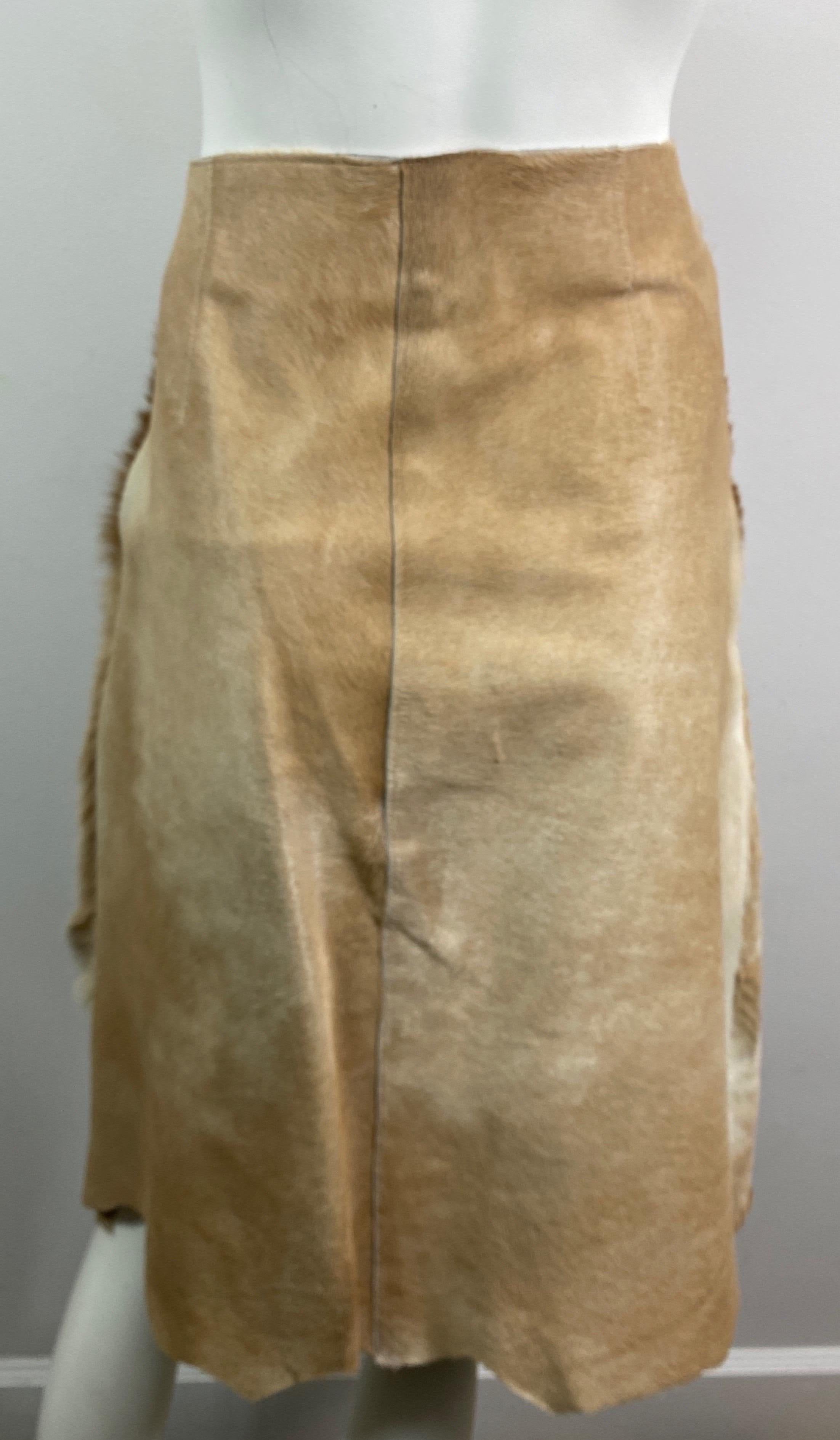 Fendi Runway Fall 1999 Pony Hair Leather Skirt -Size 42 For Sale 4
