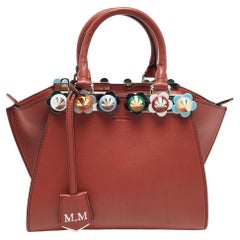 Fendi Rust Brown Leather Mini Studded 3Jours Tote