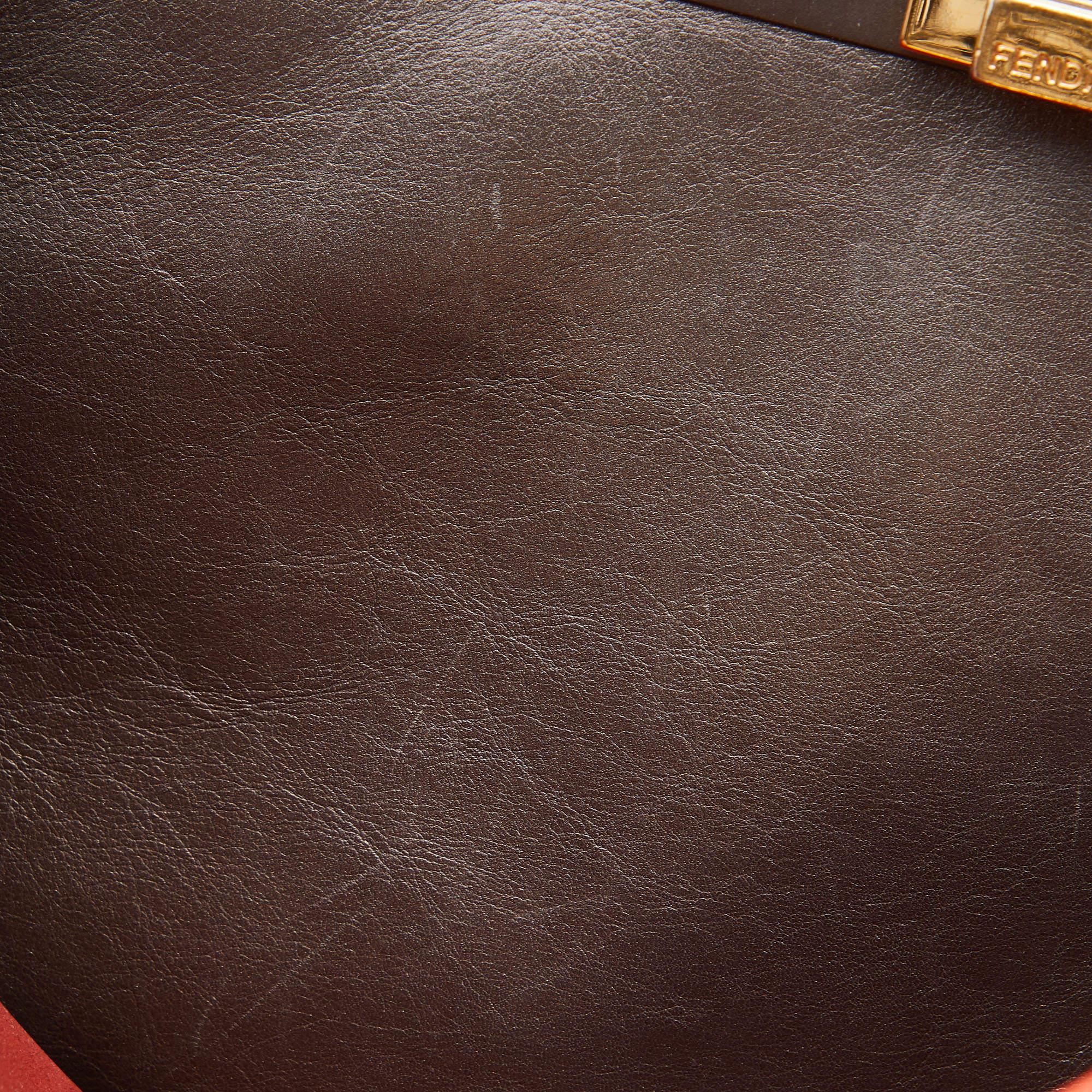 Fendi Rust Leather Large Peekaboo Iconic Top Handle Bag 6