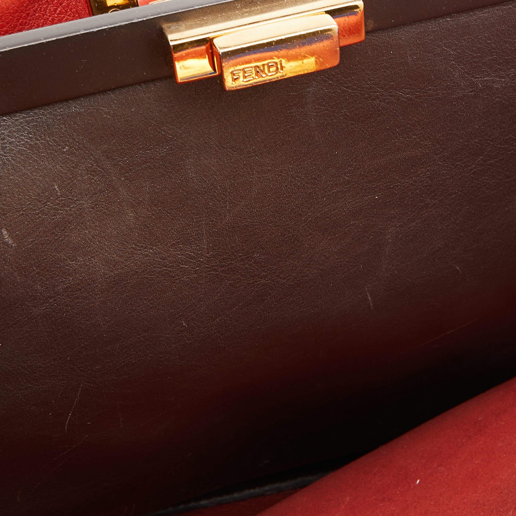 Fendi Rust Leather Large Peekaboo Iconic Top Handle Bag 7
