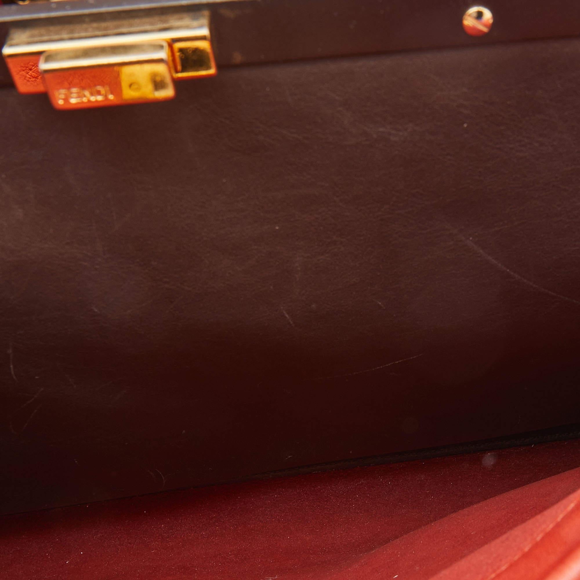 Fendi Rust Leather Large Peekaboo Iconic Top Handle Bag 8