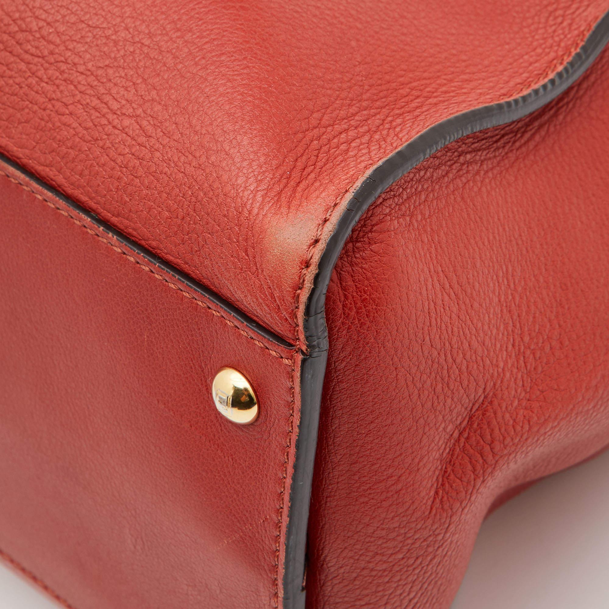 Fendi Rust Leather Large Peekaboo Iconic Top Handle Bag 12