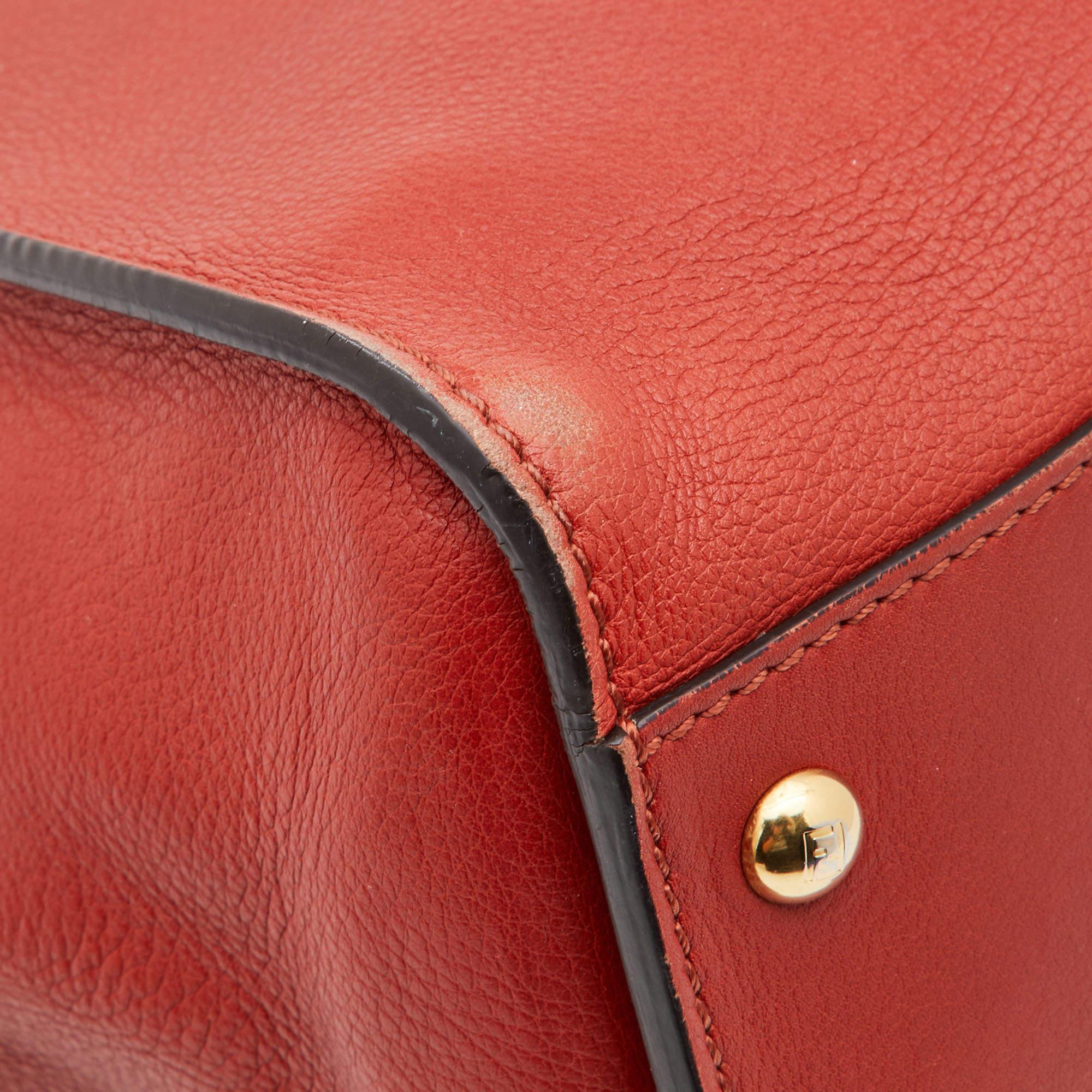 Fendi Rust Leather Large Peekaboo Iconic Top Handle Bag 13