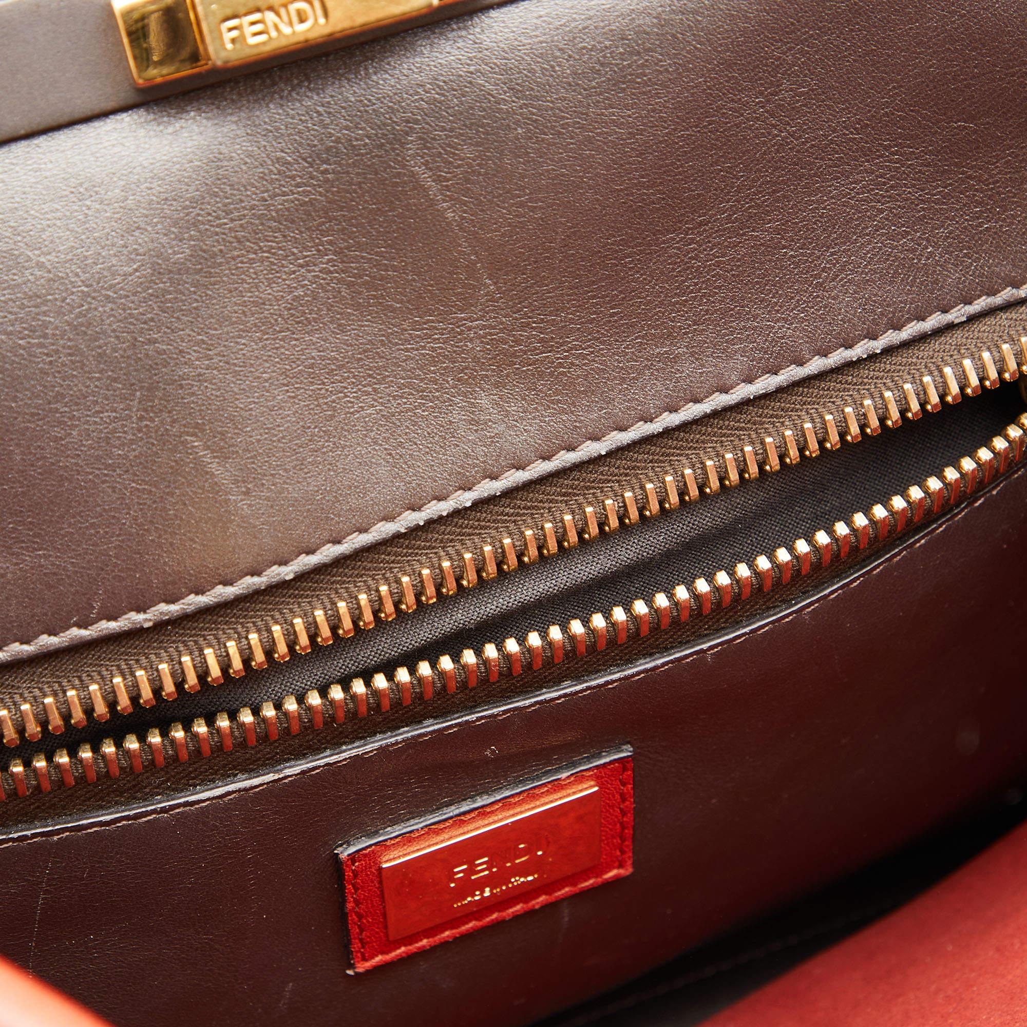 Fendi Rust Leather Large Peekaboo Iconic Top Handle Bag 1