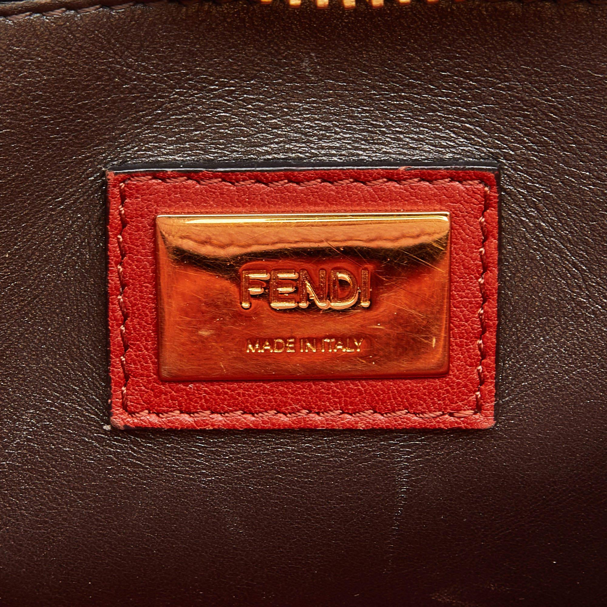 Fendi Rust Leather Large Peekaboo Iconic Top Handle Bag 2