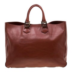 Fendi Rust Leather Twins Shopper Tote