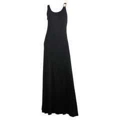Fendi S/S 1997 Gold Logo hardware black maxi dress