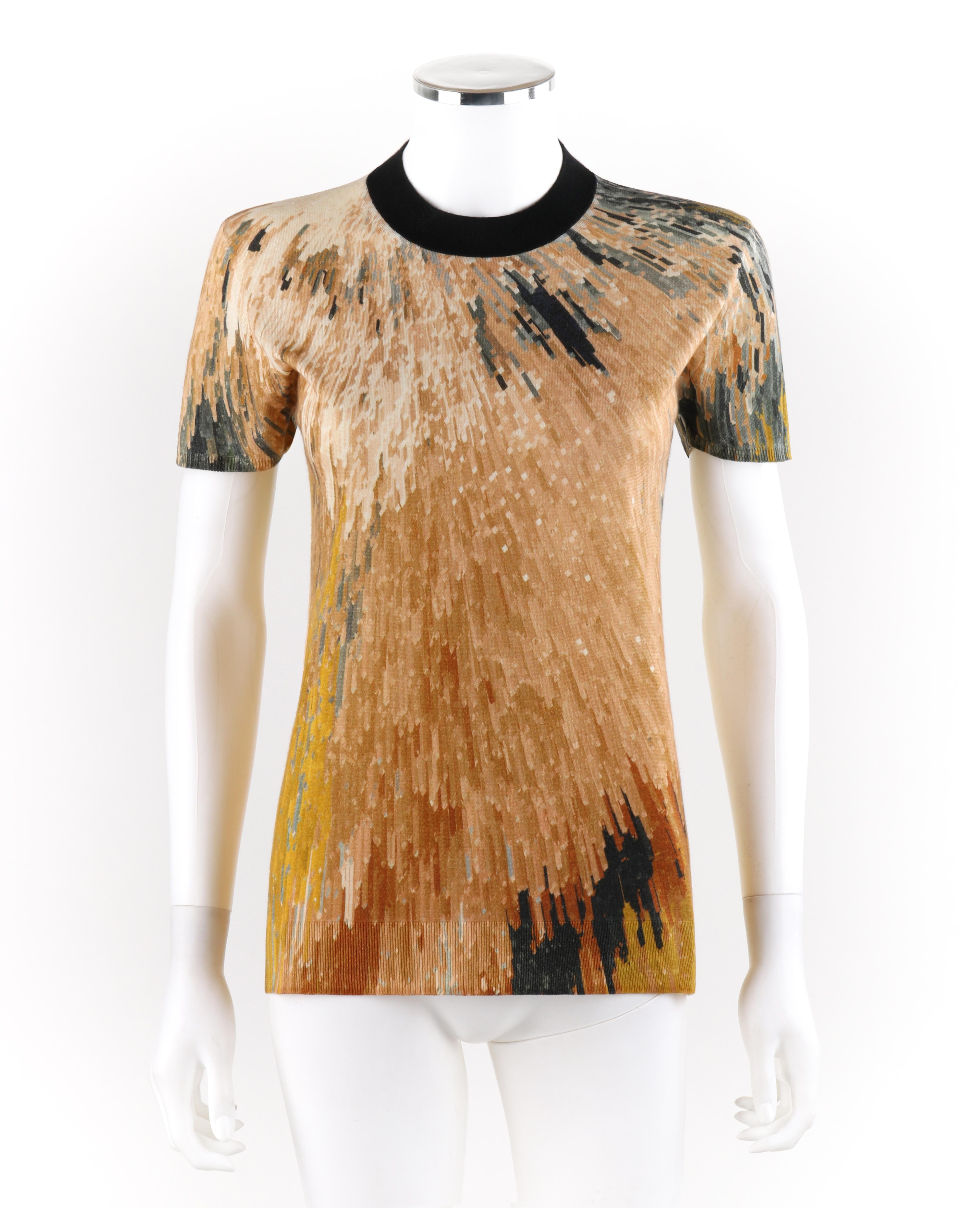 FENDI S/S 2013 Silk Cashmere Abstract Pixel Print Jersey Knit T-Shirt Top SS

Brand / Manufacturer: Fendi
Collection: S/S 2013
Designer: Karl Lagerfeld, Silvia Venturini Fendi
Style: Short sleeve knit
Color(s): Shades of cream, tan, green, yellow