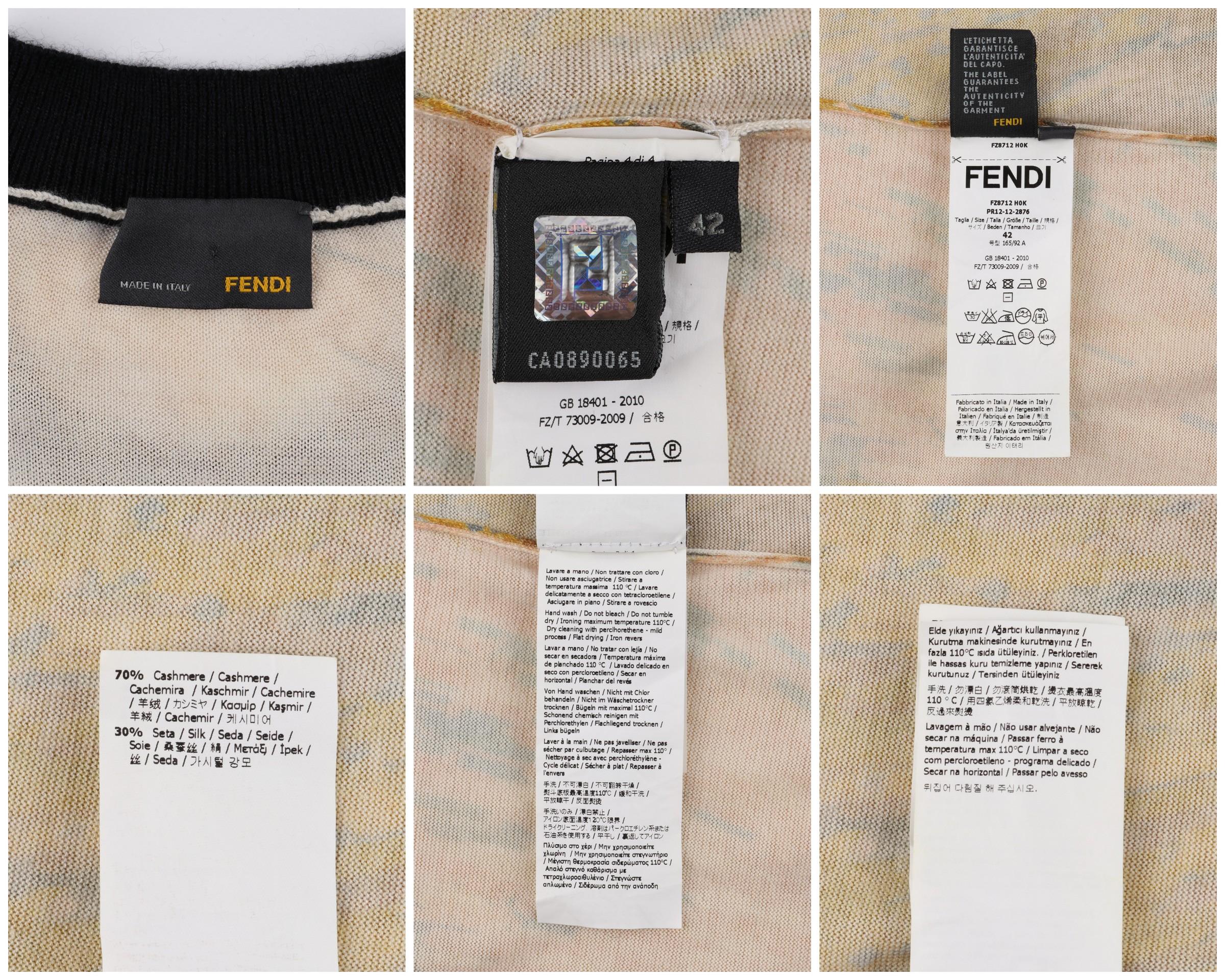 FENDI S/S 2013 Silk Cashmere Abstract Pixel Print Jersey Knit T-Shirt Top SS 1