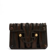 Fendi Sac Pochette Black Brown Shaman Inspired Leather Velvet Clutch Shoulder Ba