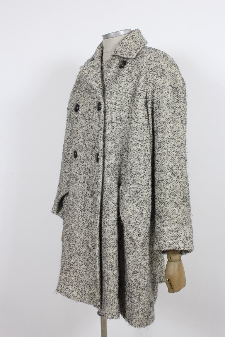 Fendi Salt Pepper Alpaca Wool Vintage Maxi Coat For Sale at 1stDibs