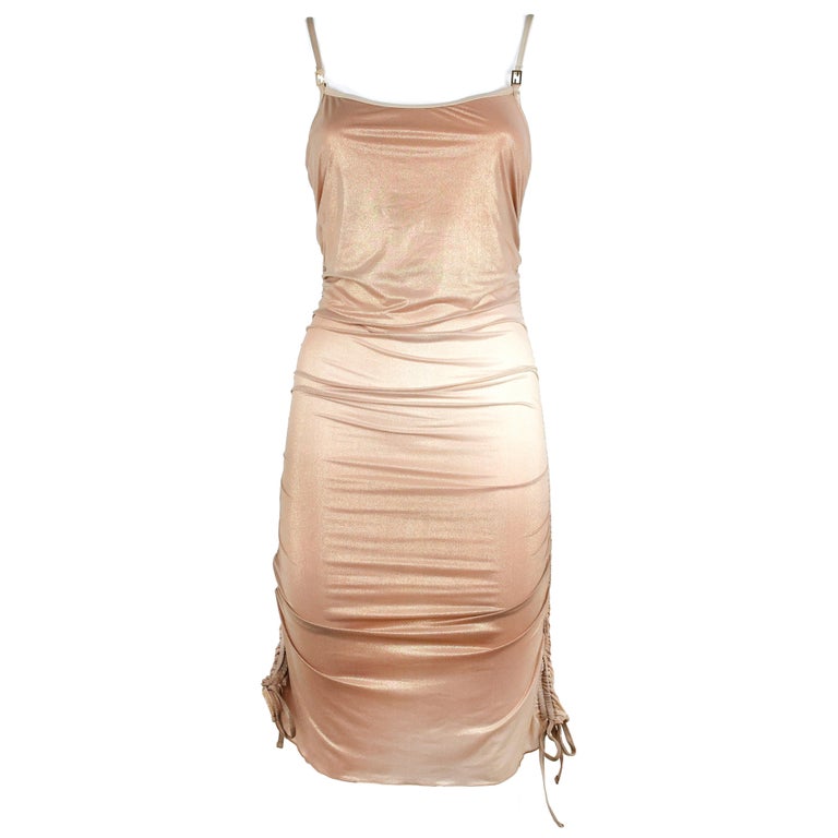 Fendi Sand Gold Sparkling draped Dress For Sale at 1stDibs