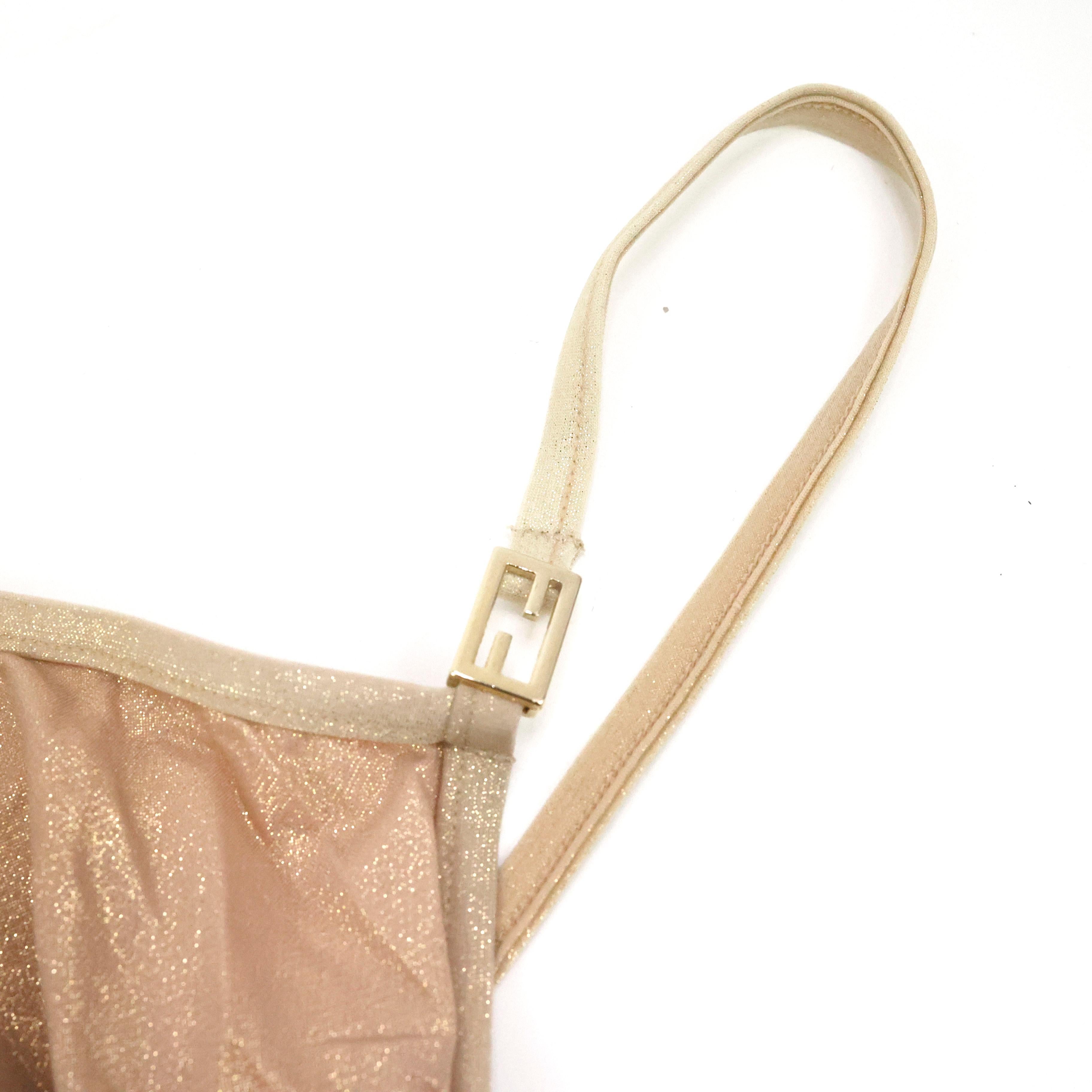 De las mujeres Vestido drapeado Fendi Sand Gold Sparkling en venta