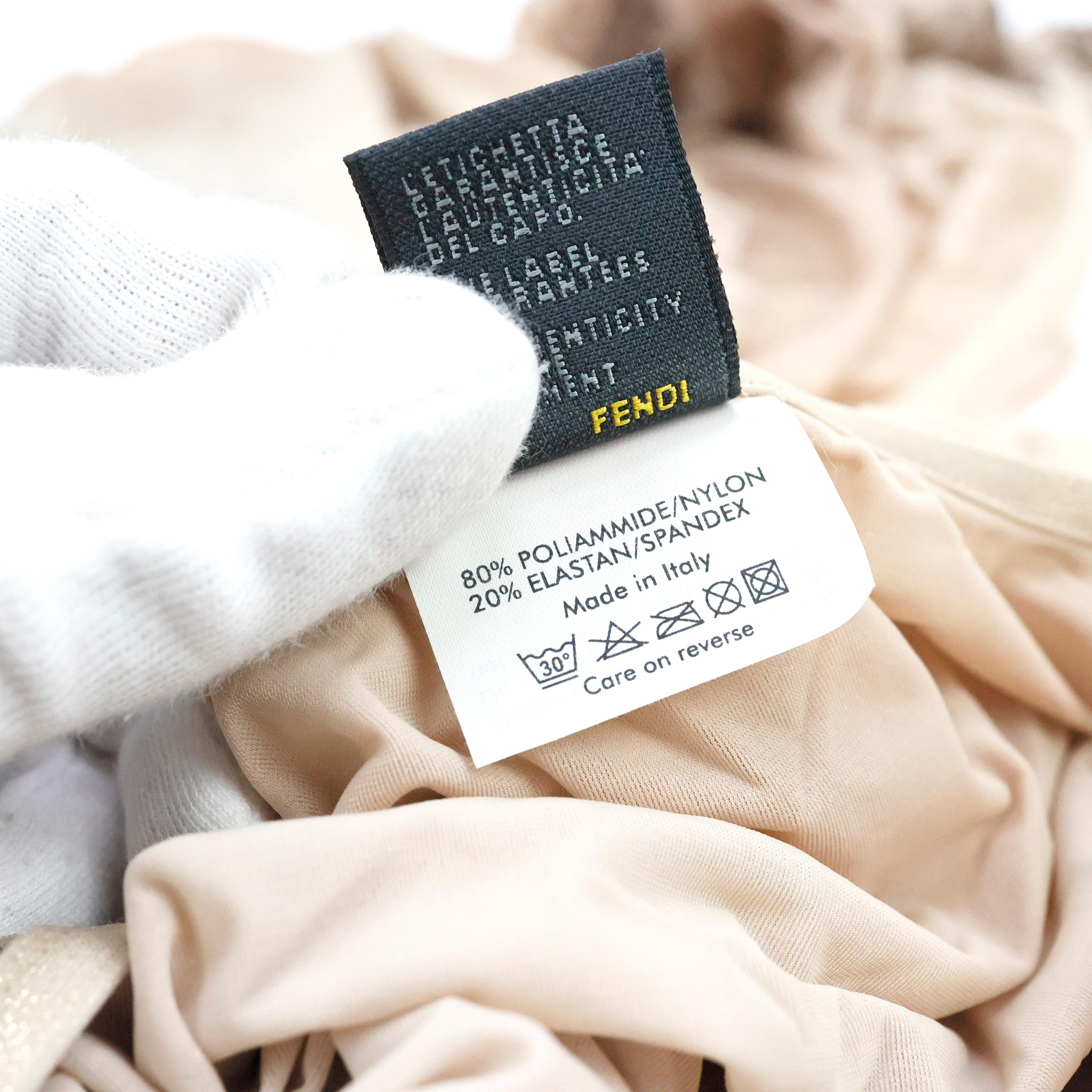 Vestido drapeado Fendi Sand Gold Sparkling en venta 2