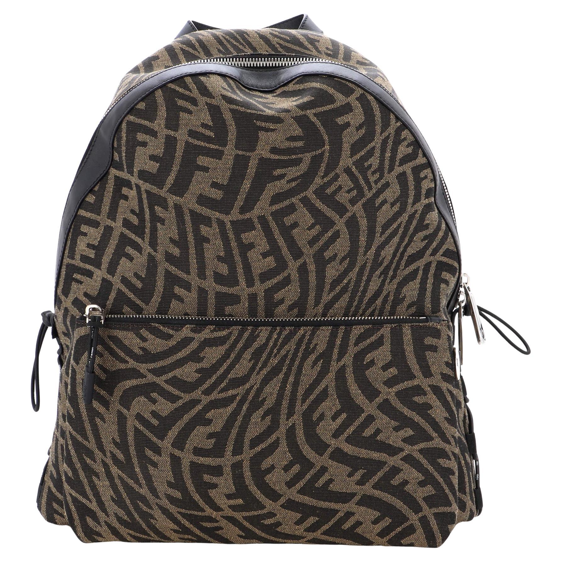 Fendi Sarah Coleman Zip Backpack Vertigo Zucca Canvas