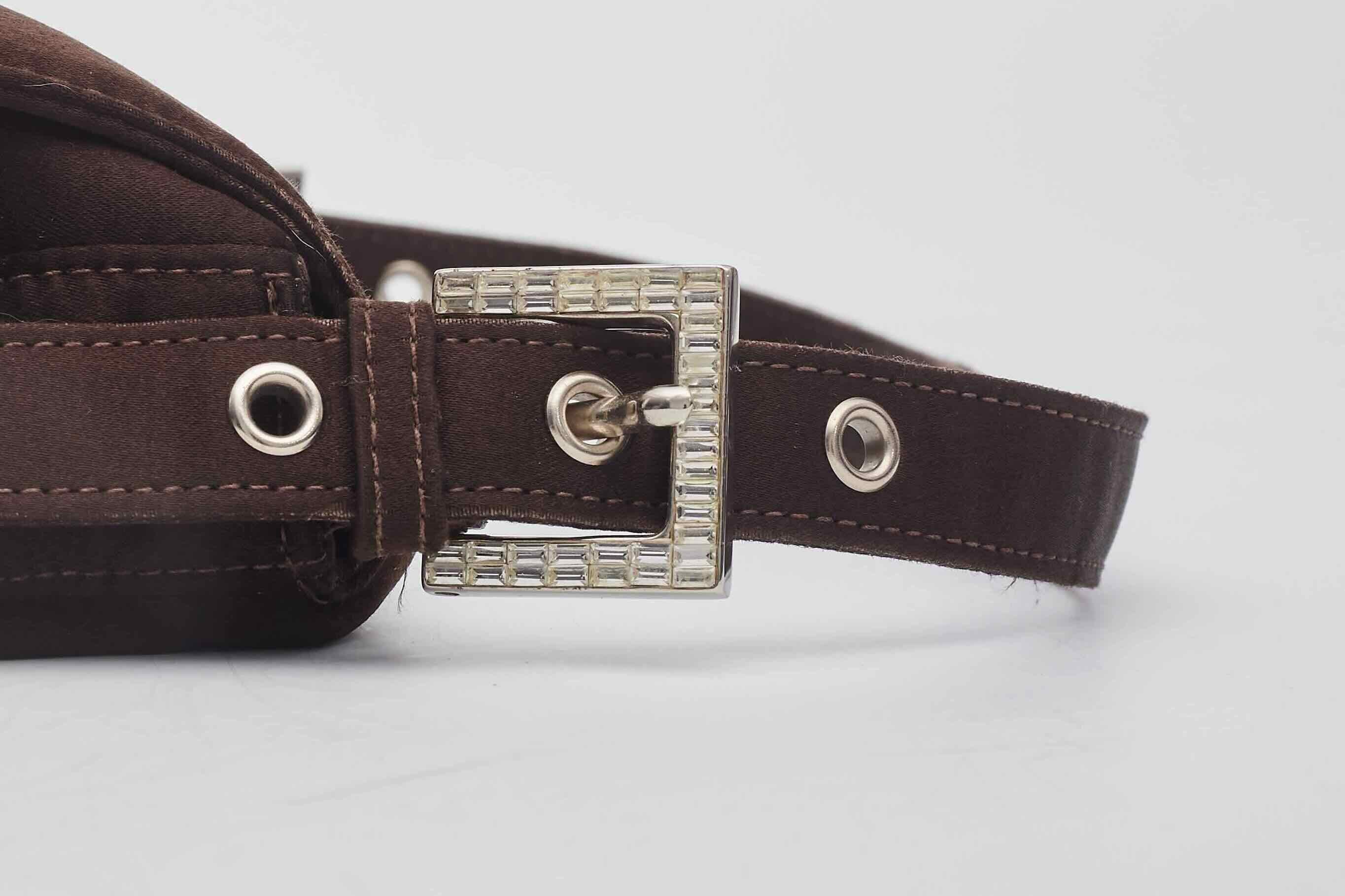 Fendi Satin Crystal Logo Buckle Baguette Bag 6