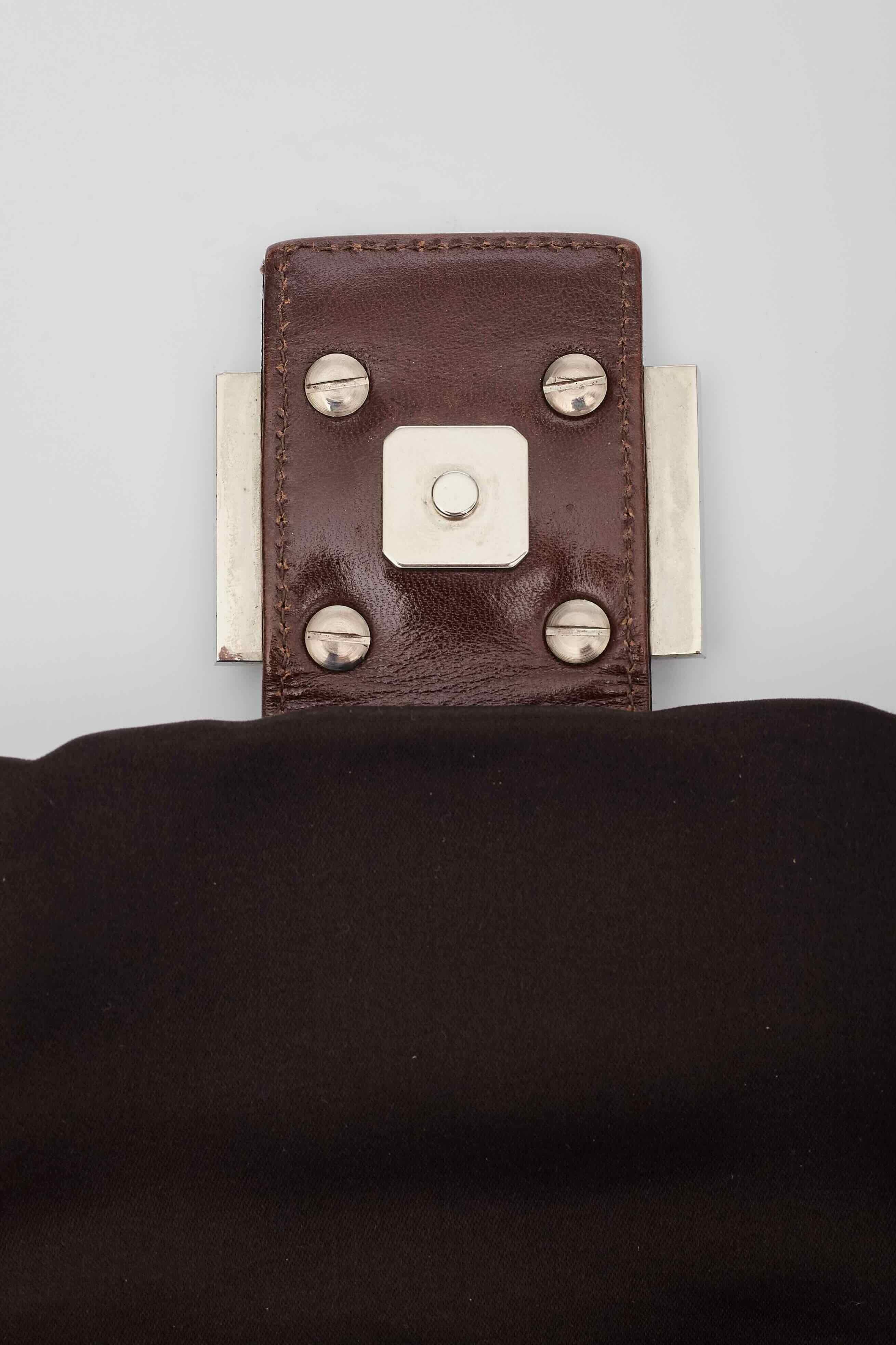 Fendi Satin Crystal Logo Buckle Baguette Bag 4