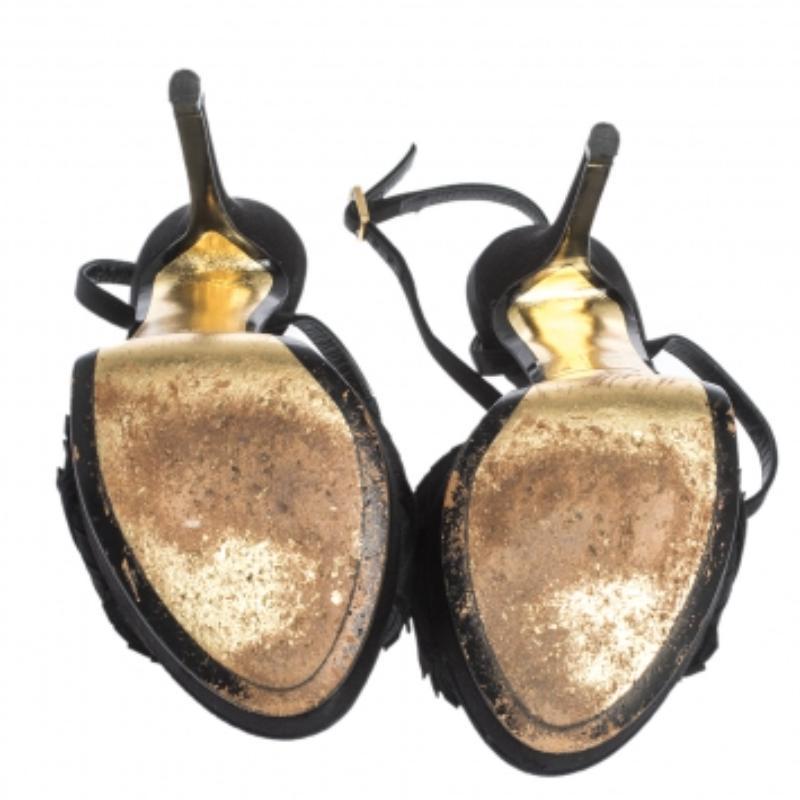 Fendi Satin plissiert Detail FF Logo Schnalle Knöchelriemen Plattform Sandalen Größe 35 im Angebot 2