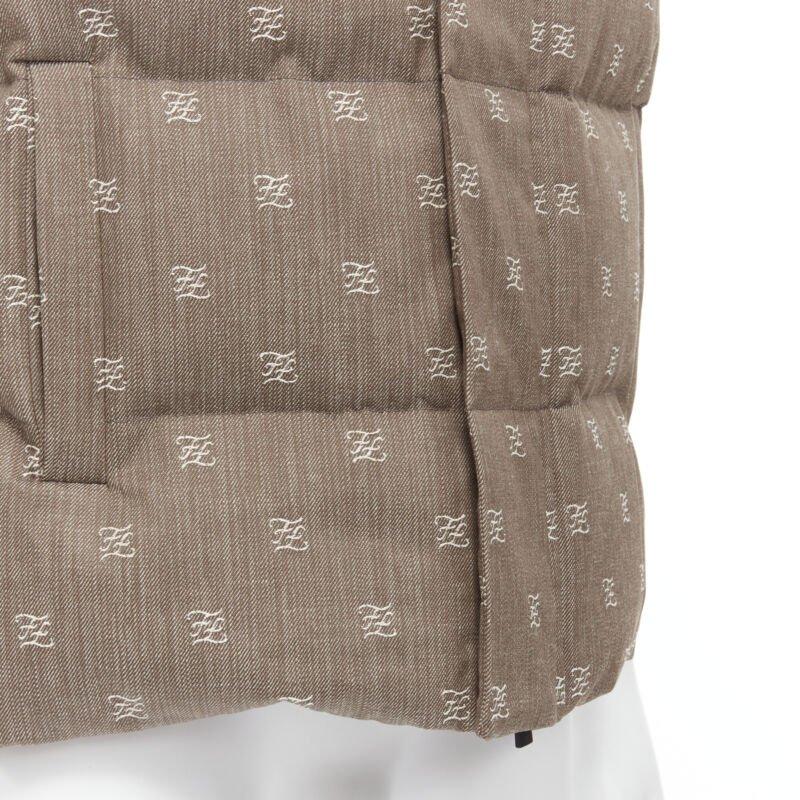 FENDI script FF Zucca monogram jacquard cotton down puffer vest jacket EU46 For Sale 5