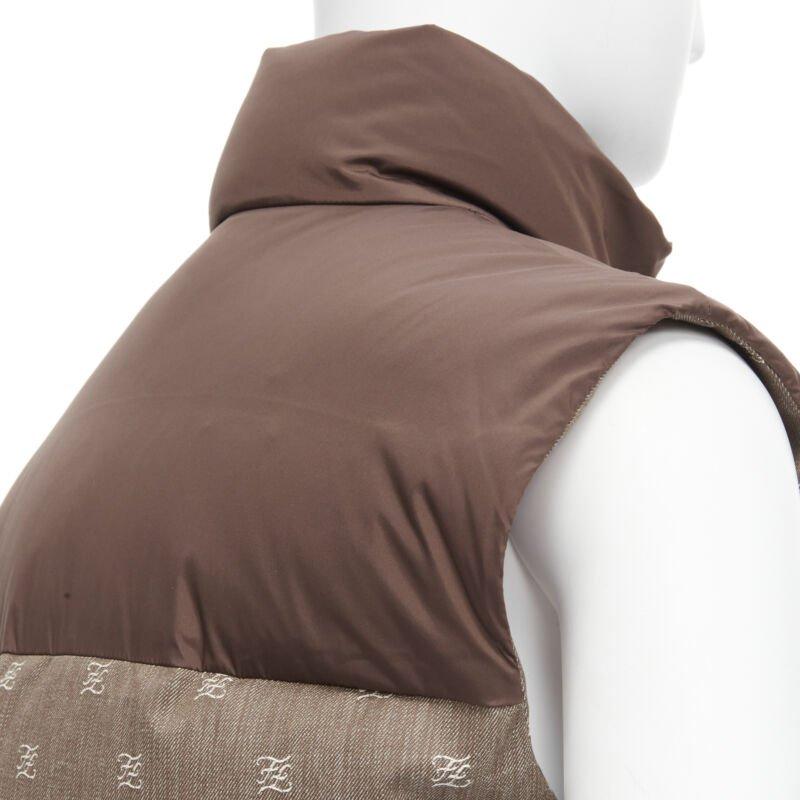 FENDI script FF Zucca monograma jacquard algodón plumón chaleco puffer chaqueta EU46 en venta 3