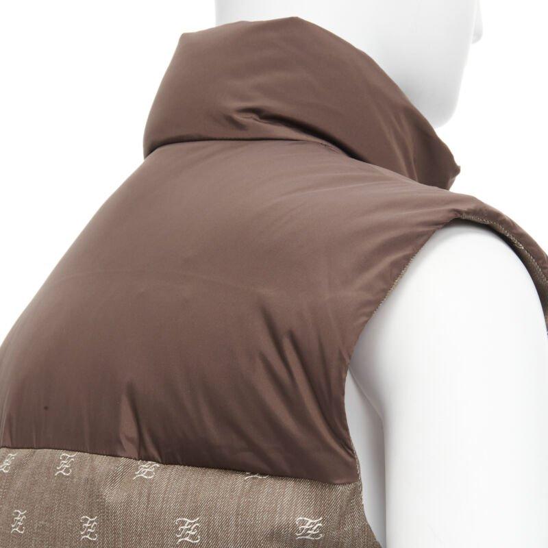 FENDI script FF Zucca monogram jacquard cotton down puffer vest jacket EU46 For Sale 4